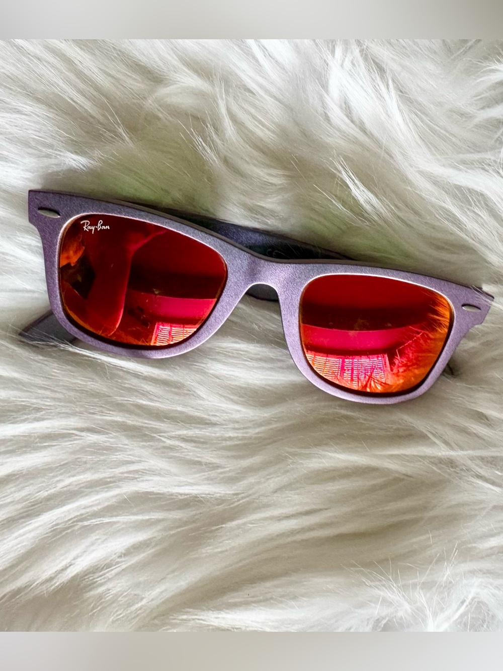 KIDS!! Ray-Ban Purple Frame Sunglasses with Red Mirrored Lenses
